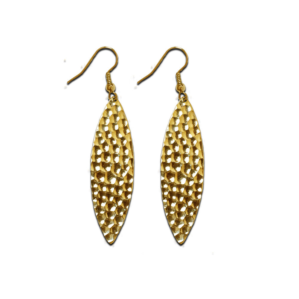 Mini Navette Hammered Metal Earrings