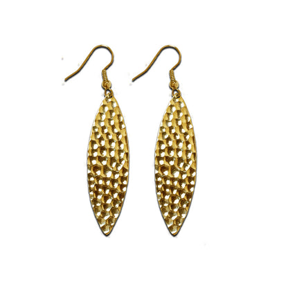 Mini Navette Hammered Metal Earrings