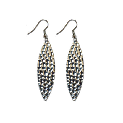 Mini Navette Hammered Metal Earrings