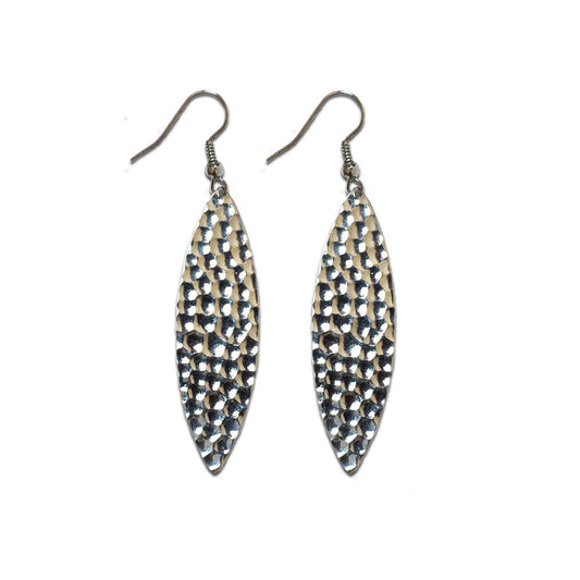 Mini Navette Hammered Metal Earrings