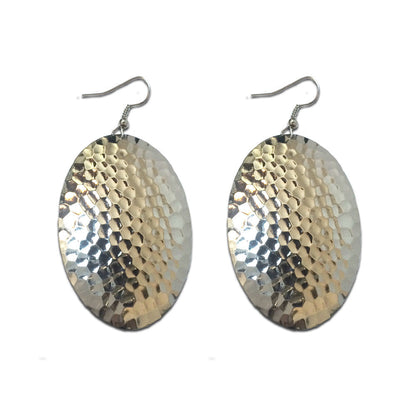 Hammered Oval Domed Dangle Earrings