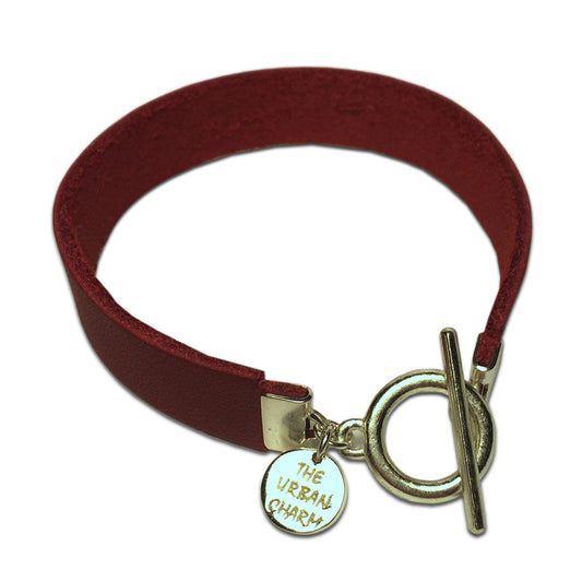 Red Leather Color Band Bracelet by the Urban Charm