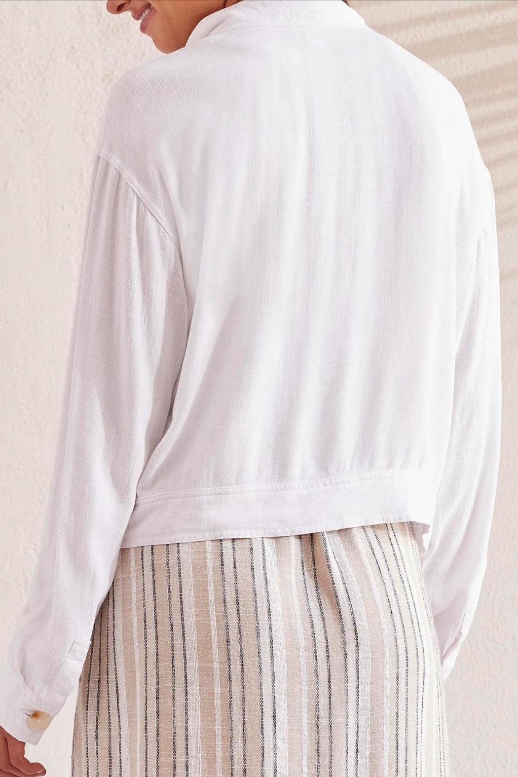 White Cropped Linen Jacket