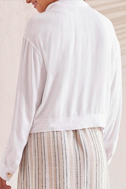 White Cropped Linen Jacket