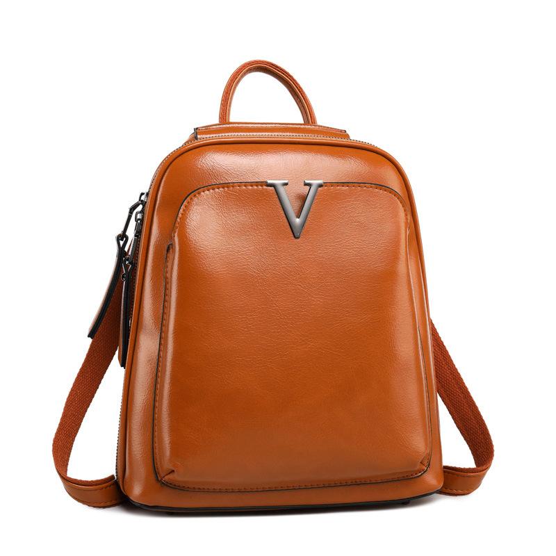 V Leather Backpack ~ Black