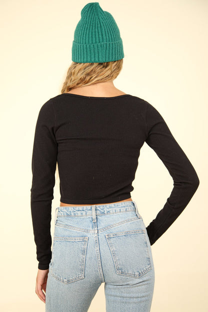 Plia Cropped Rib Long Sleeve