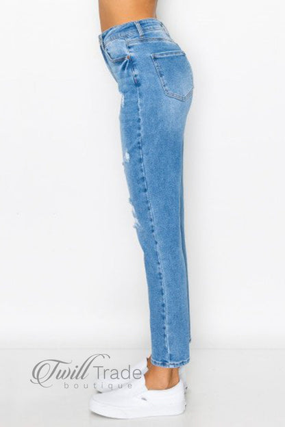 Mended Destructed Mom Jean