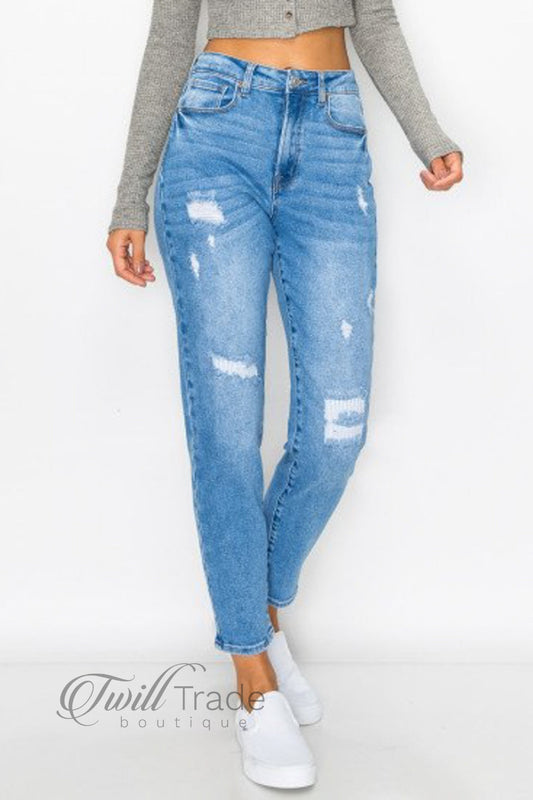 Mended Destructed Mom Jean