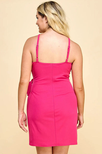 Fuchsia Faux Wrap Dress