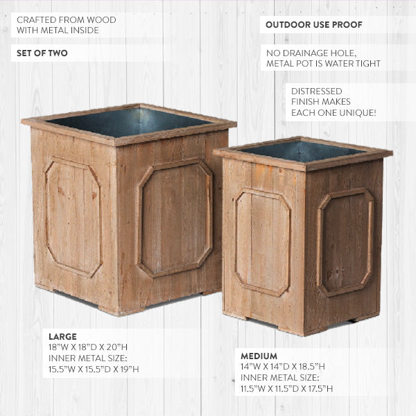 Oversized Outdoor Wooden Planters, Set of 2