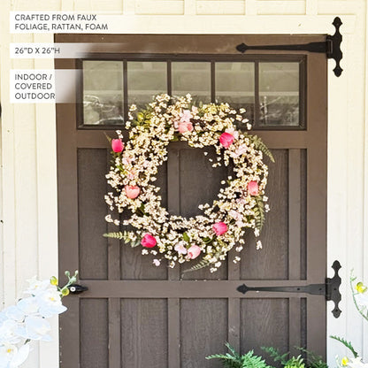26 Inch Pink Blossom Wreath