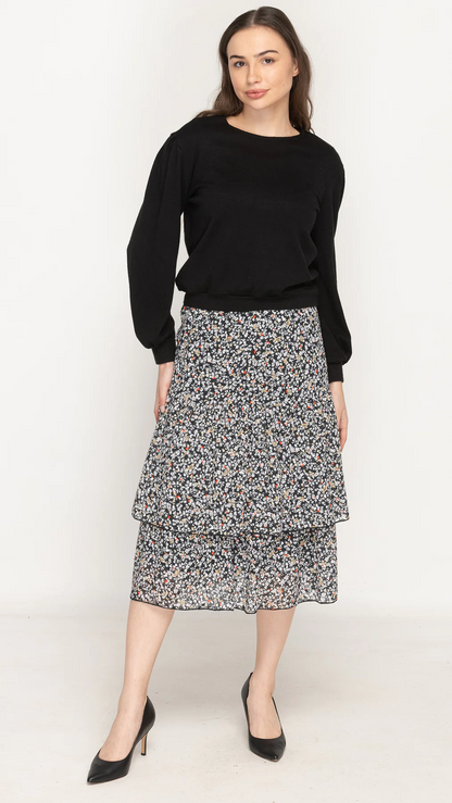 Ruffle Skirt - Woven Multi Color Ditsy Floral
