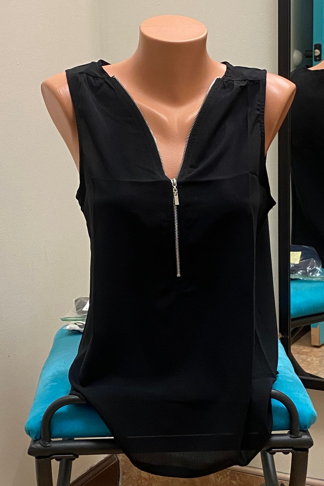 Zip Neckline Sleeveless Shirt Tank